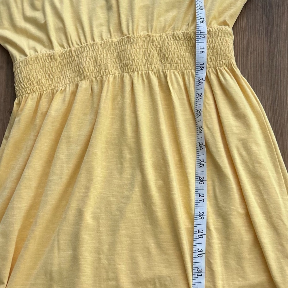 WHBM Size M Butter Yellow Slub Smocked Kimono Dress Beach Coastal Reaortwear - Picture 12 of 12